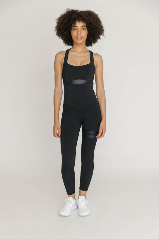 Zwarte Fitness Jumpsuit met Elegant Rugdesign